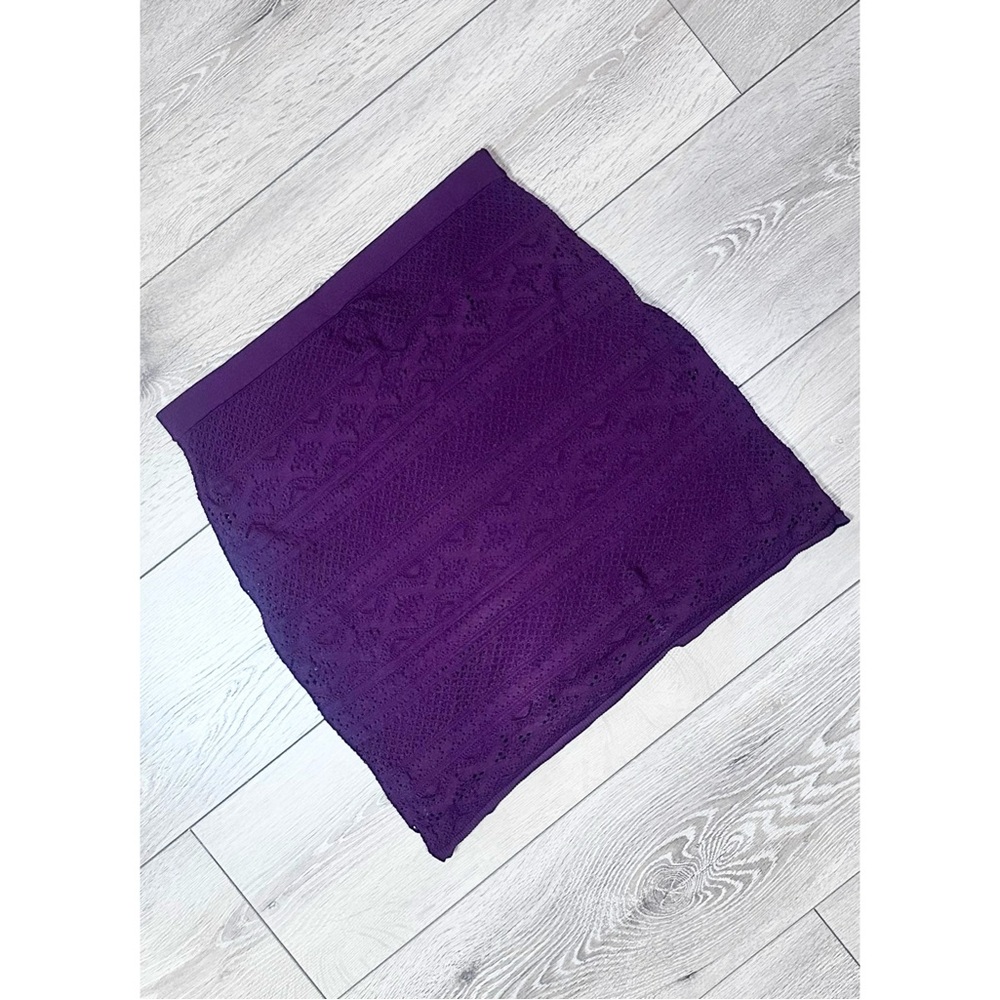 WHBM Crochet Knit Plum Purple Mini Skirt - Picture 2 of 11
